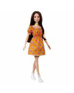 Muñeca Barbie Fashionista morena vestido sin hombr