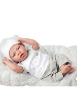 Muñeca Elegance 40 cm Dafne gris con cojín