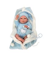 Muñeca Reborn Tiago 40cm c/ manta y peluche