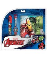 Set reloj digital bolígrafo y diario Avengers