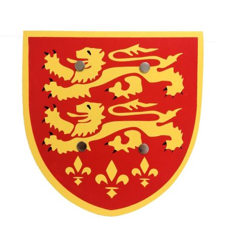 Escudo Madera Rojo Leones Amarillos