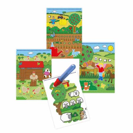 Libro para colorear con agua de la granja