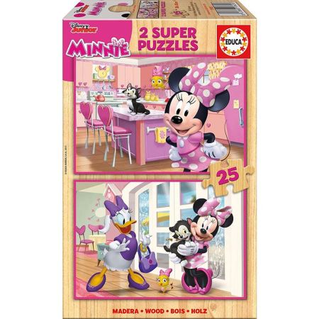 Educa puzzle madera 2x25 Minnie Ayudantes Felices
