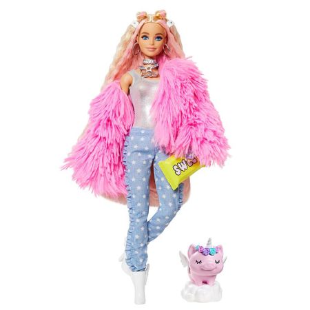 Muñeca Barbie Extra boneca com madeixa rosa