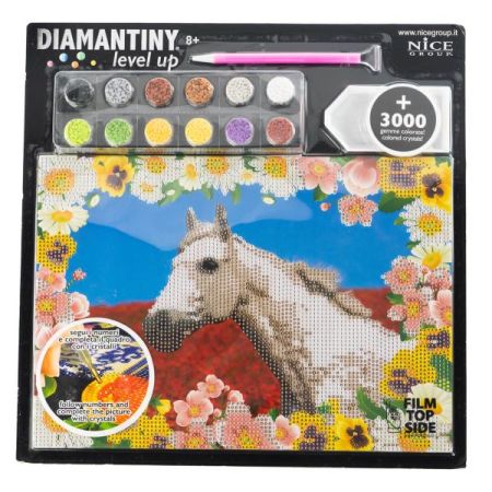 Diamantiny pintar con diamantes caballo blanco