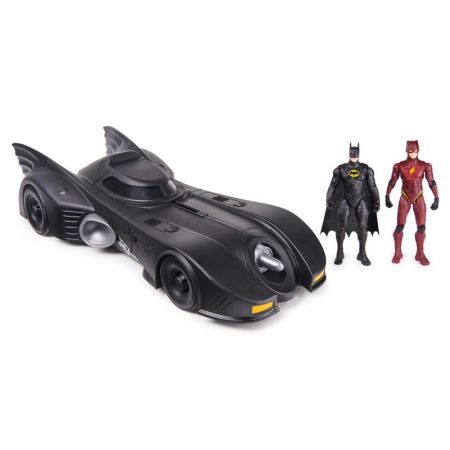 Batmovil con Flash y Batman 10 cm