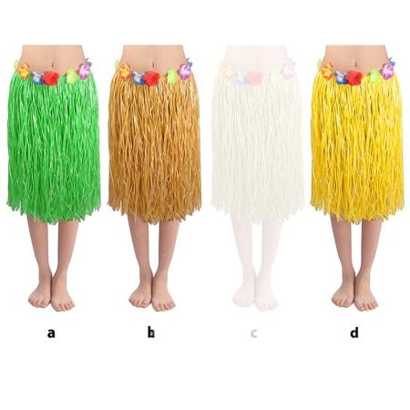Falda hawaiana larga con flores (80 cm)