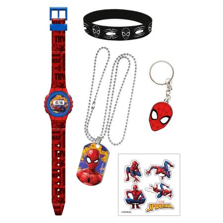 Reloj digital en bola y accesorios Spiderman
