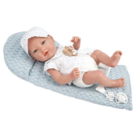 Muñeco Reborn 38 cm Claudio c/colchoneta para cuna
