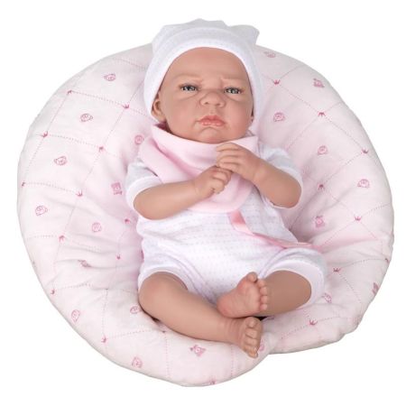 Muñeca 40 cm Colin rosa con cojín